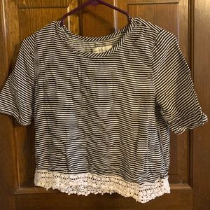 Super cute striped shirt with lace around bottom